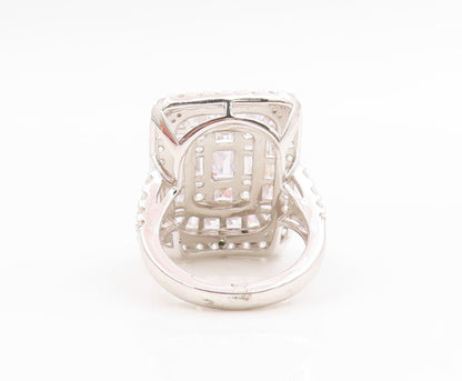 925 Sterling Silver Vintage Ring Sparkling CZ Geometric Band  Sz 7.5  RG35632
