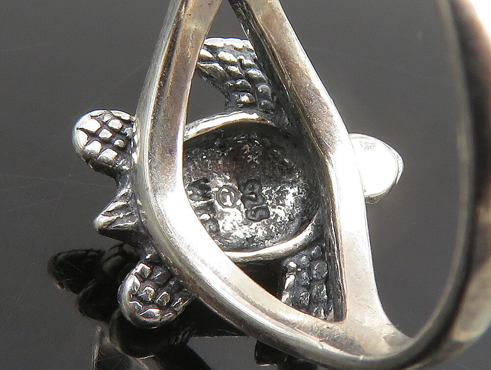 925 Sterling Silver  Vintage Baby Sea Turtle Split Frame Ring Sz 6  RG25125