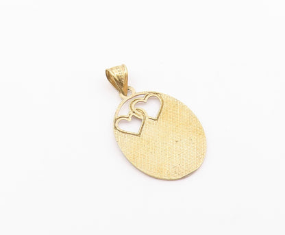 925 Sterling Silver  Vintage Mom I Love You Two Tone Hearts Pendant  PT16307