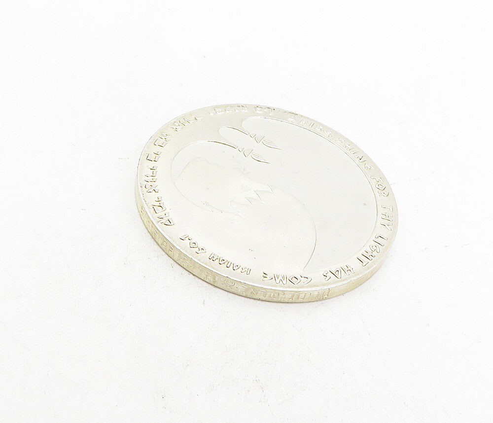925 Silver  Vintage Arise Shine For Thy Light Has Come Medallion Coin  TR1435