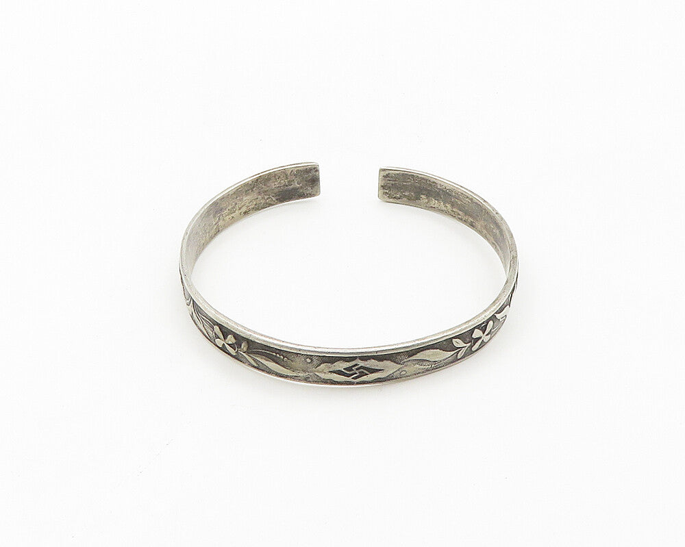 CHINESE EXPORT 925 Sterling Silver Vintage Antique Cuff Bracelet  BT7739