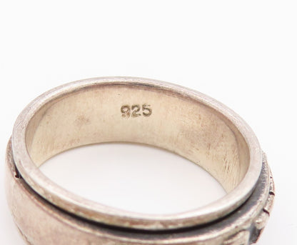 925 Sterling Silver Vintage Ring Hebrew Prayer Motif Spinner Band  Sz 8  RG35401
