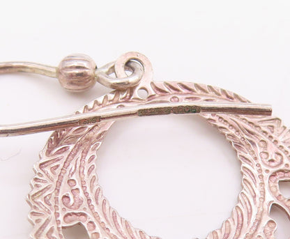 925 Sterling Silver Vintage Earrings POLAND Peach Gemstone Chandelier  EG13991