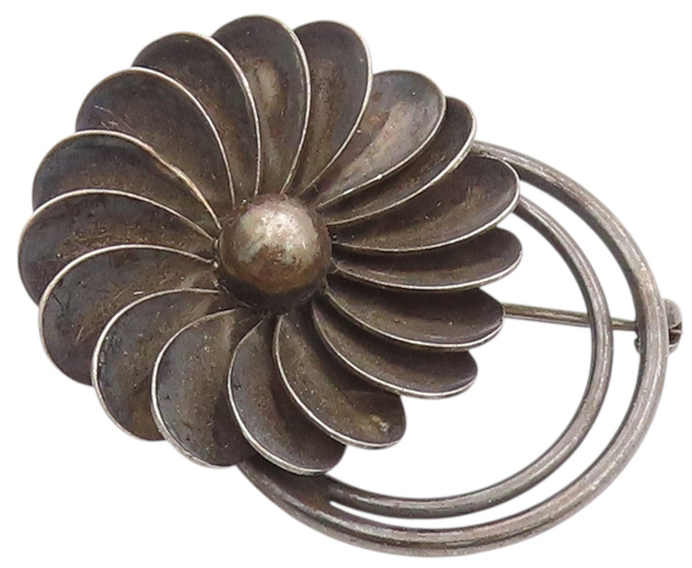 925 Sterling Silver Vintage Brooch GEORG JENSEN DENMARK Floral Design  BP11862