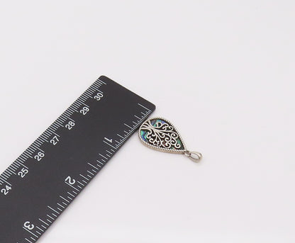 925 Silver  Vintage Swirly Tree Of Life Twisted Rope Border Pendant  PT22036