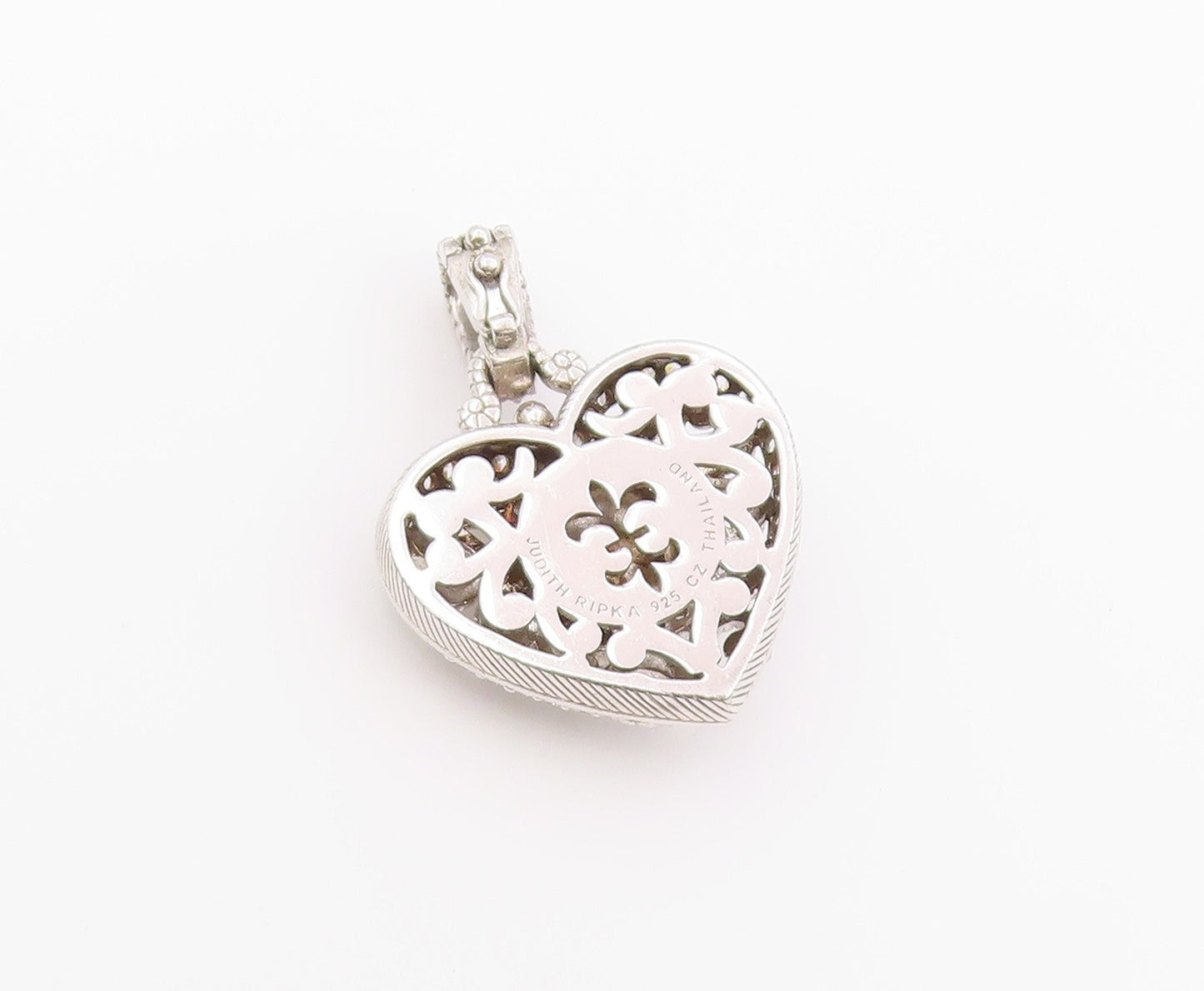 925 Sterling Silver Vintage Pendant JUDITH RIPKA Chalcedony Love Heart  PT26425