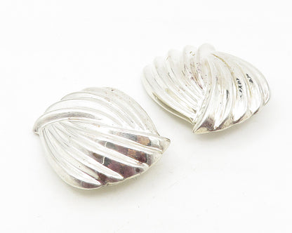 MEXICO 925 Sterling Silver  Vintage Shiny Modernist Non Pierce Earrings EG5851