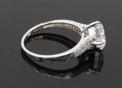STAUER 925 Silver  Vintage Cubic Zirconia Solitaire Accent Ring Sz 10  RG21094