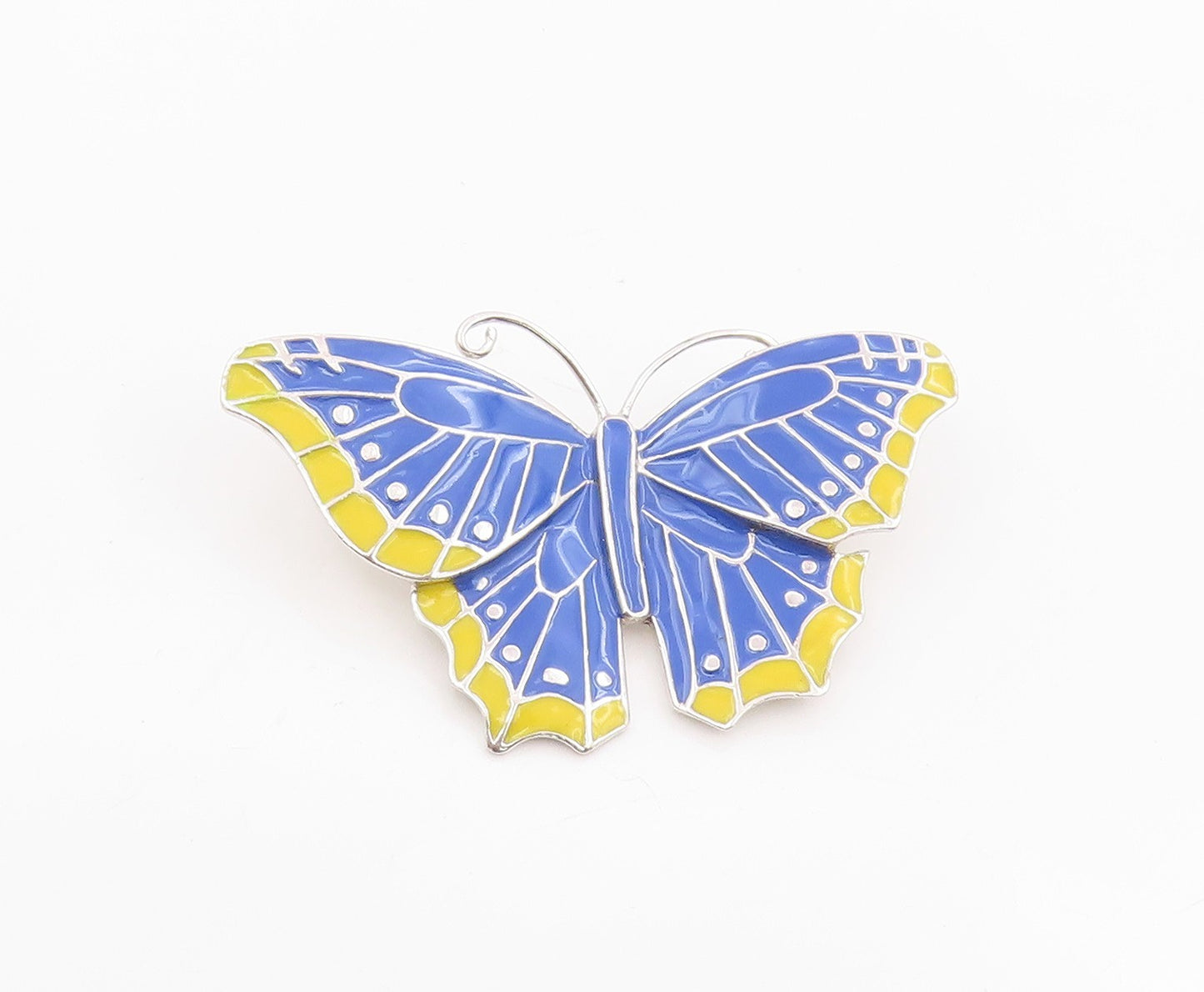 925 Sterling Silver Vintage Pendant Elegant Enameled Butterfly Charm  PT25660