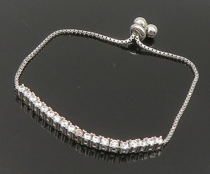 925 Silver  White Cubic Zirconia Adjustable Child Box Chain Bracelet  BT1058