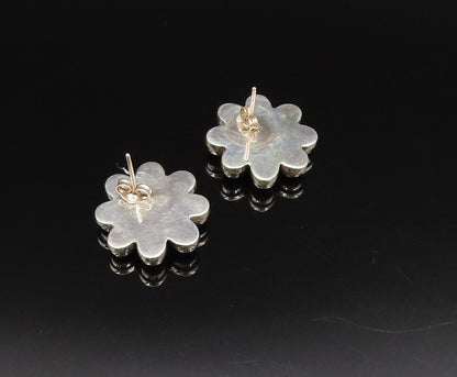 925 Silver  Vintage Turquoise Charoite & Spiny Flower Stud Earrings  EG12214