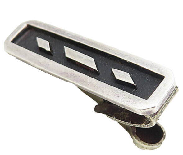 MEXICO 925 Sterling Silver  Vintage Petite Oxidized Detail Tie Clip  TR1324