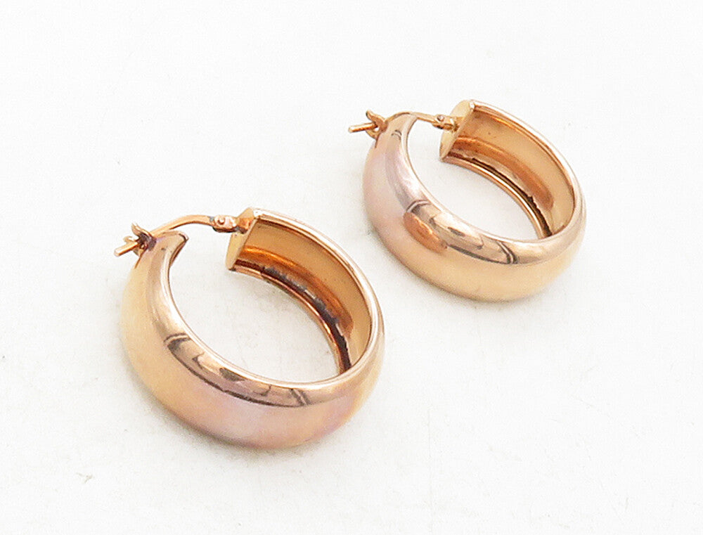 925 Sterling Silver  Shiny Gold Plated Round Smooth Hoop Earrings  EG6412