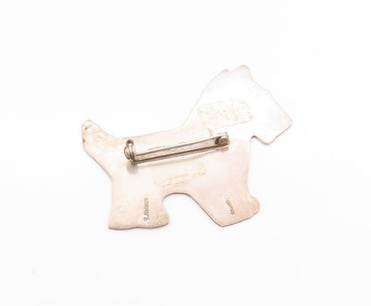925 Sterling Silver Vintage Brooch NELSON Navajo Scottish Dog Charm  BP11758