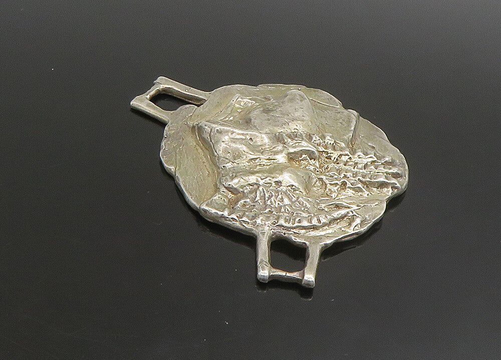 925 Sterling Silver  Vintage Heavy Large Sculpted Face Profile Pendant PT19016