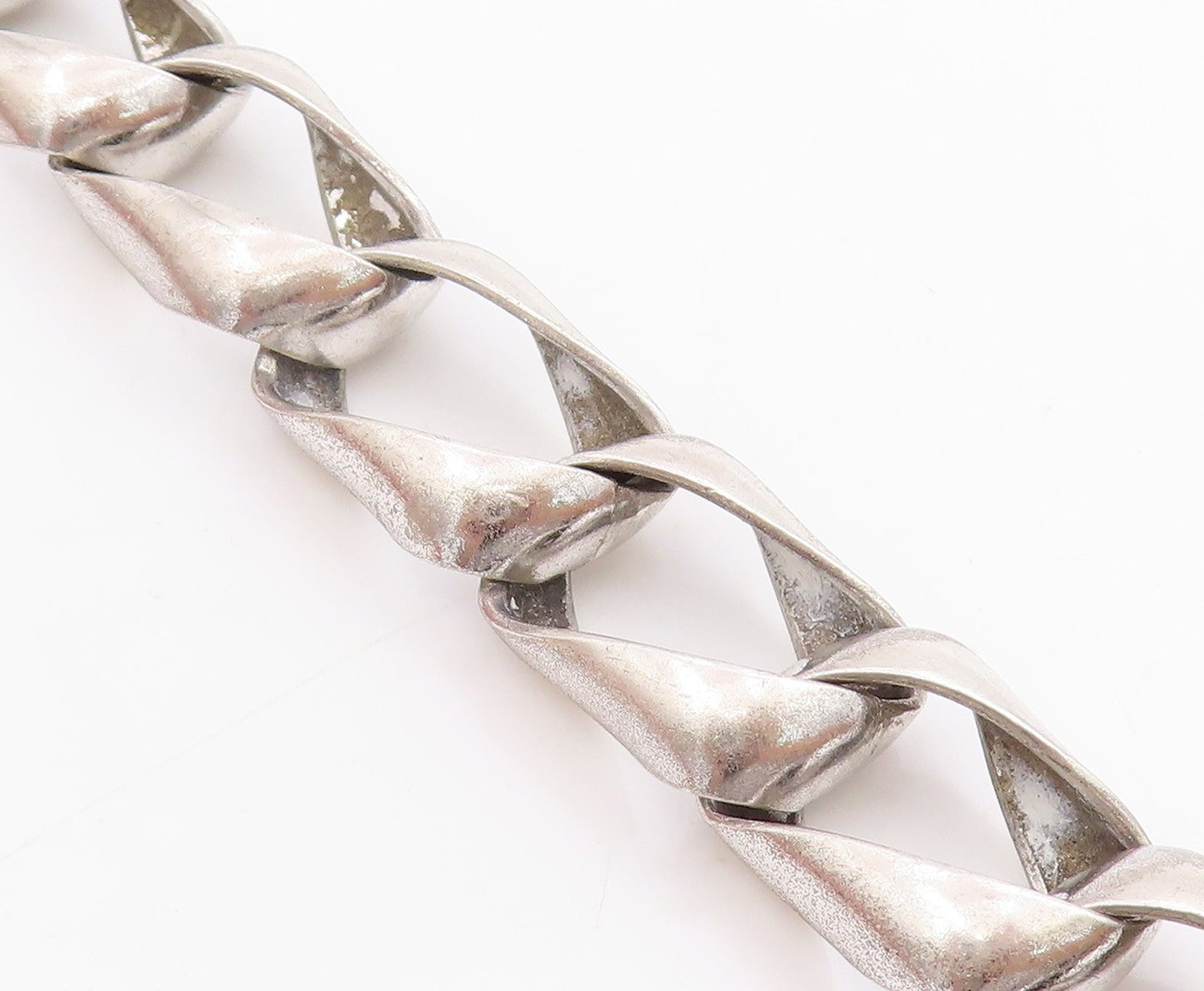 925 Sterling Silver Vintage Bracelet NORWAY Modernist Twisted Squares  BT11523