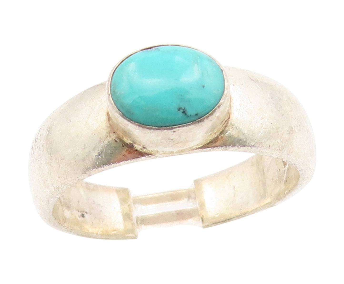 925 Sterling Silver Vintage Ring Classic Cabochon Turquoise Band  Sz 11  RG34890
