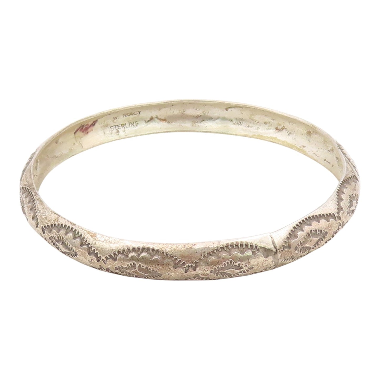 925 Sterling Silver Vintage Bracelet WILBUR TRACY NAVAJO Floral Bangle  BT12159