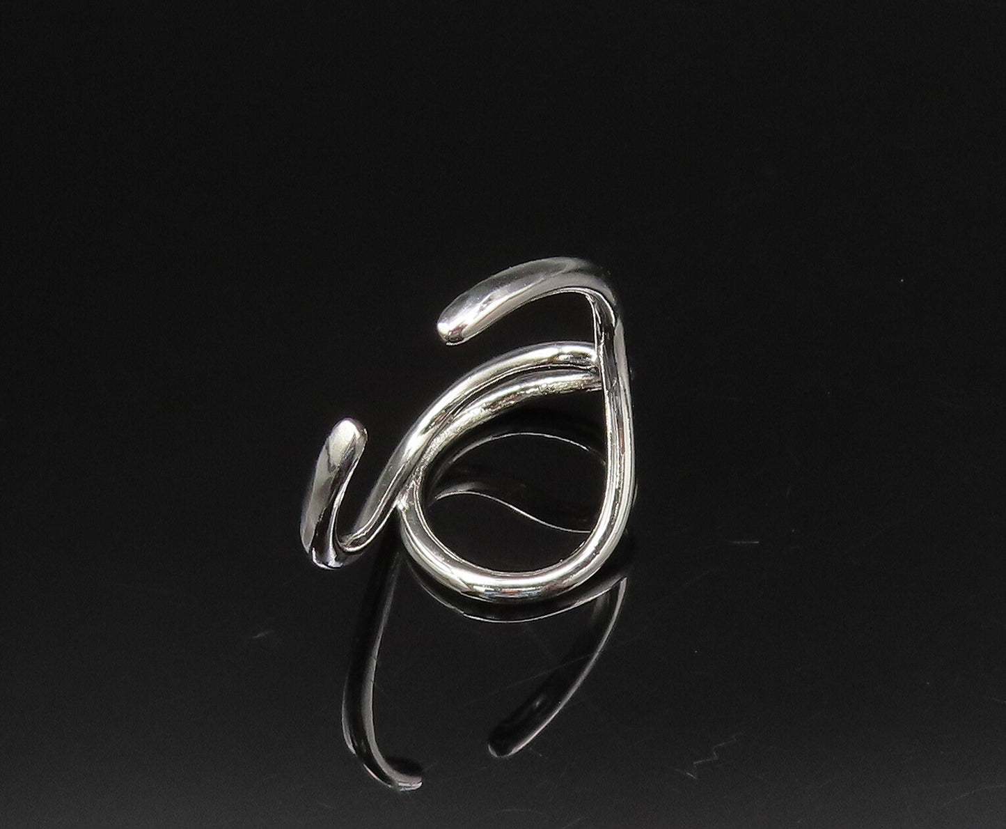 925 Silver  Vintage Minimalist Dainty Open Swirl Adjustable Ring Sz 7  RG25679
