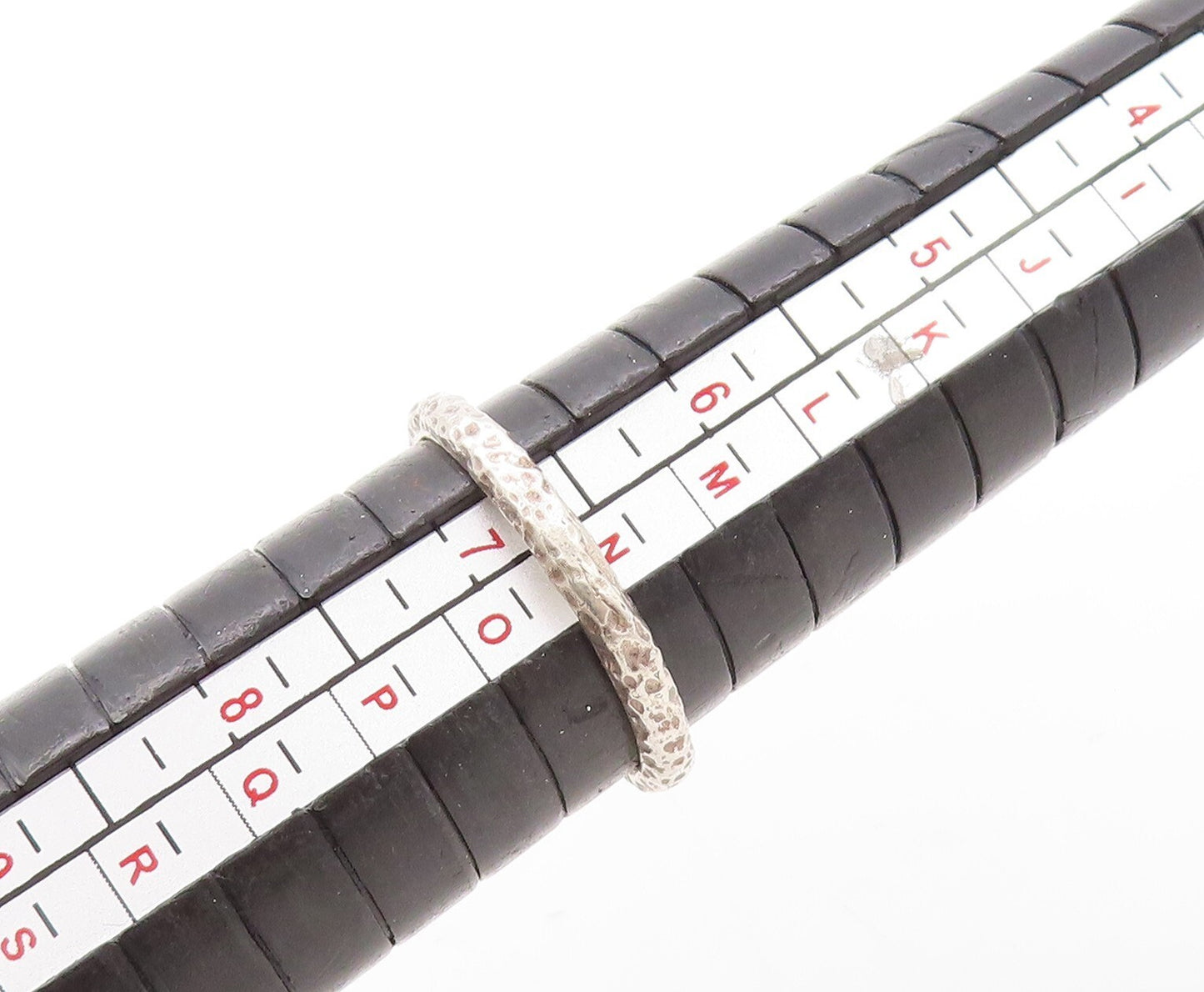 925 Sterling Silver Vintage Ring Oval Black Drusy Carved Band Sz 7 RG31040