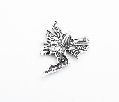 925 Sterling Silver  Vintage Shiny Flying Fairly Lady Motif Pendant  PT5425