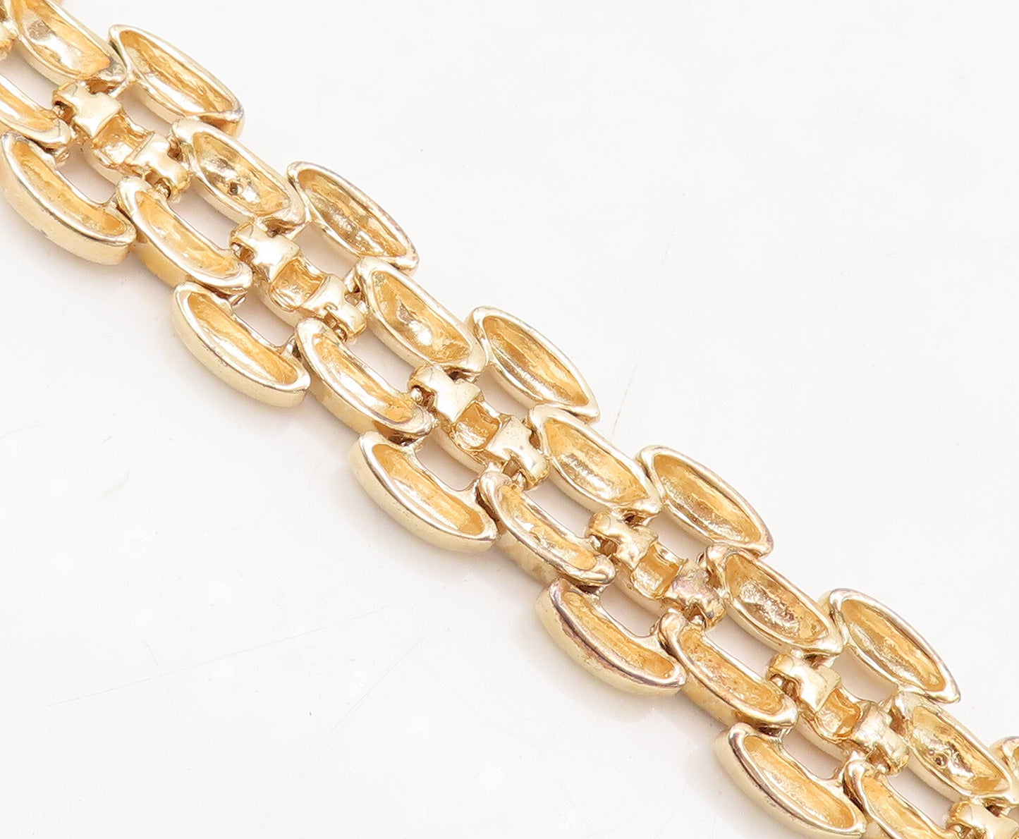 925 Sterling Silver Vintage Bracelet Gold Plated Oval Bead Real Diamonds BT10251