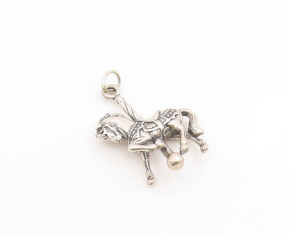 925 Sterling Silver Vintage Pendant Etched Miniature Carousel Horse  PT25927