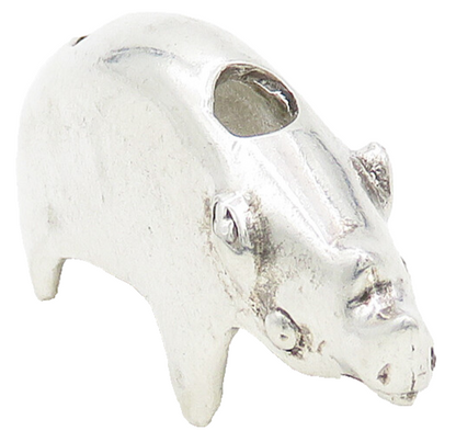 925 Sterling Silver  Vintage Shiny Polished Rhinoceros Motif Pendant  PT13458