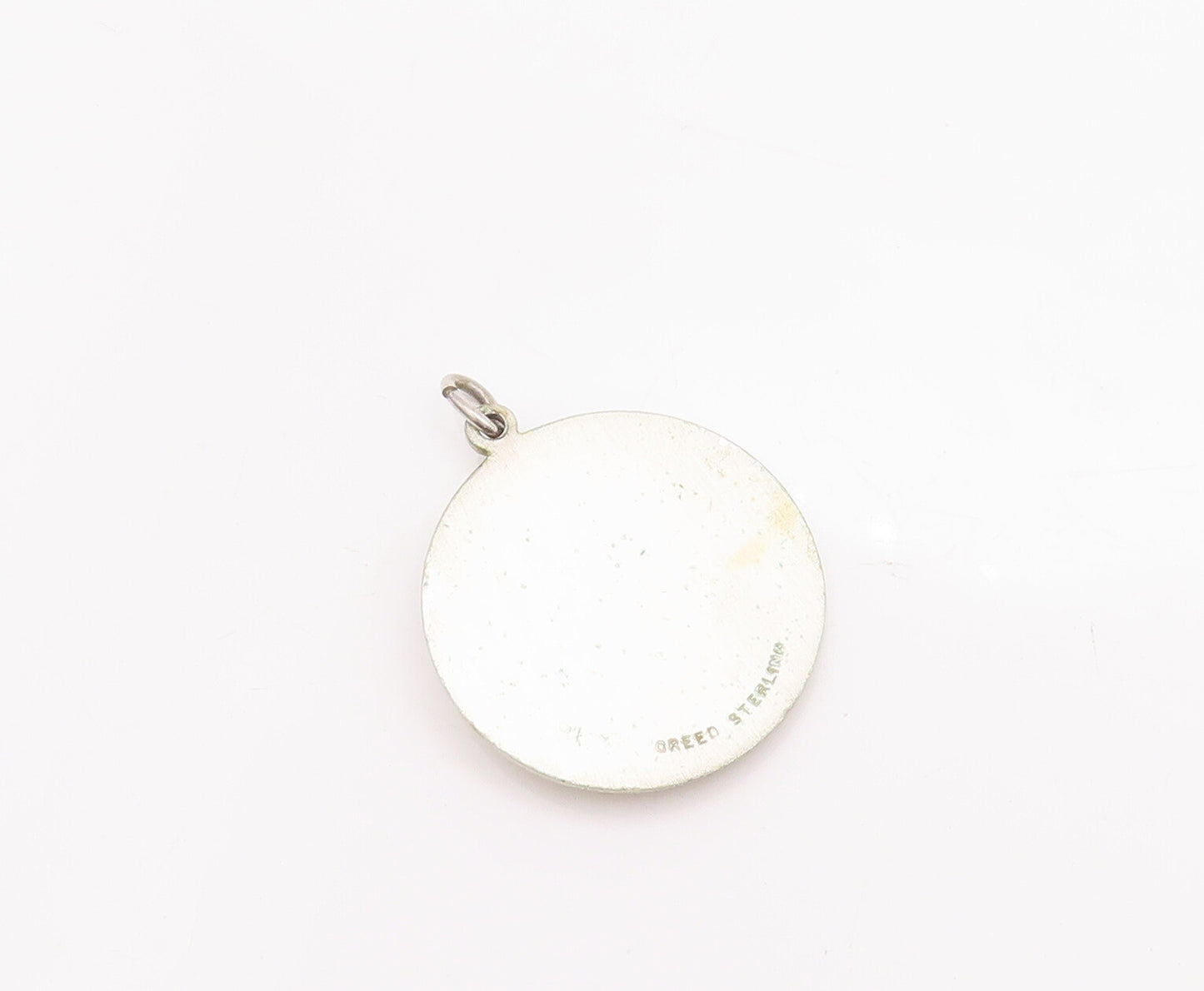 925 Sterling Silver Vintage Pendant CREED Religious Carved Heavy Coin  PT23257