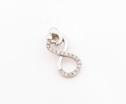 925 Silver  Vintage  Genuine Diamonds Infinity Mom & Baby Pendant  PT16683