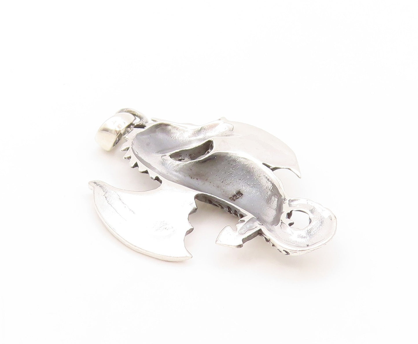 925 Sterling Silver Vintage Pendant Dark Tone Chinese Wyvern Dragon  PT24221