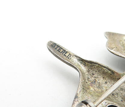 925 Sterling Silver Vintage Antique Dark Tone Baby Donkey Brooch Pin BP1499