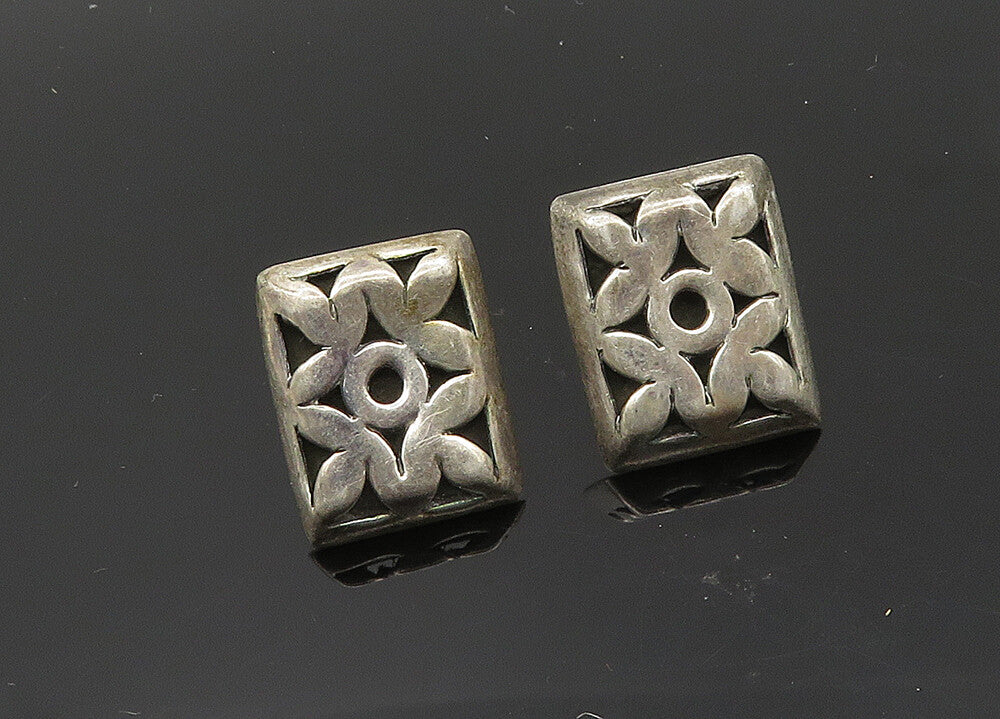 JOHN HARDY 925 Sterling Silver  Vintage Floral Cutout Square Cufflinks  TR2785