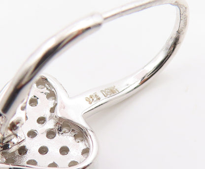 925 Sterling Silver Vintage Earrings Cluster CZ Love Heart Lever Back  EG14153