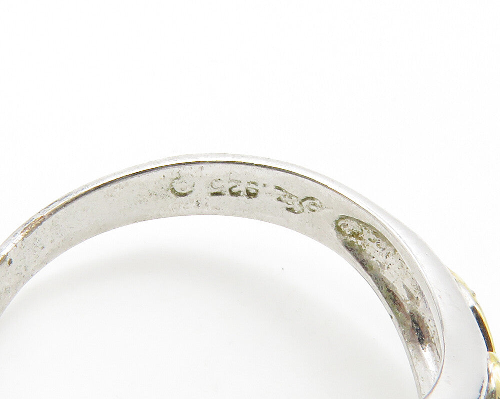 925 Sterling Silver  Shiny Two Tone Swirl Vine Dome Band Ring Sz 7  RG14345