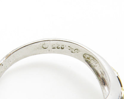 925 Sterling Silver  Shiny Two Tone Swirl Vine Dome Band Ring Sz 7  RG14345