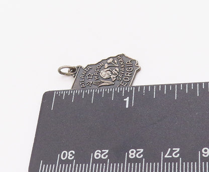 925 Sterling Silver Vintage Pendant Dark Tone Georgia State Map Charm  PT24928