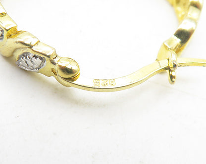 925 Sterling Silver  Genuine Diamonds Gold Plated Shiny Hoop Earrings  EG6220