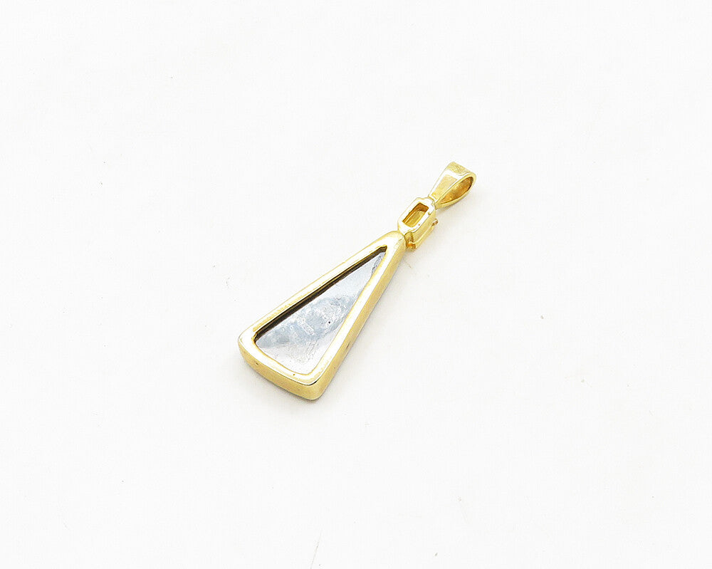 925 Sterling Silver  Vintage Hematite Gold Plated Shiny Pendant  PT15271