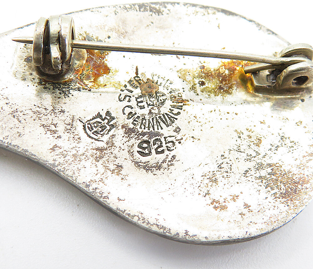 MEXICO 925 Sterling Silver  Vintage Abalone Single Leaf Brooch Pin  BP2802