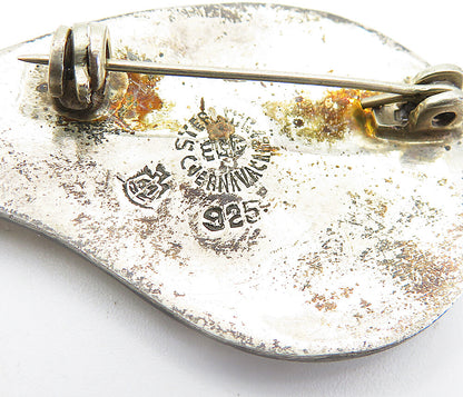 MEXICO 925 Sterling Silver  Vintage Abalone Single Leaf Brooch Pin  BP2802