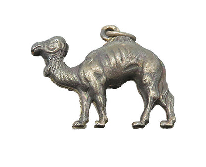 925 Sterling Silver  Vintage Oxidized Camel Animal Motif Pendant  PT17950