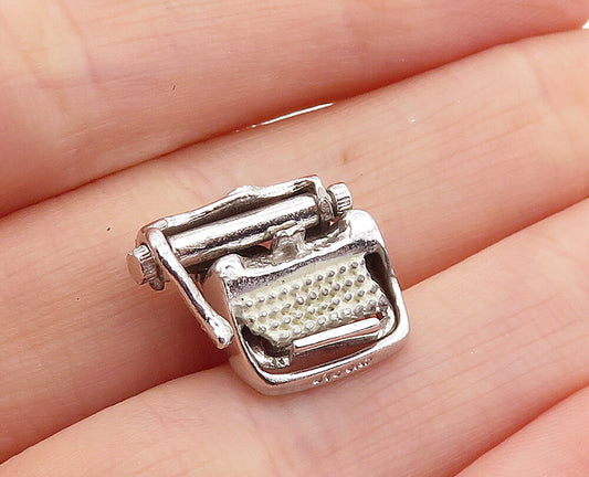 925 Sterling Silver  Vintage Petite Old Fashioned Type Writer Pendant  PT3900