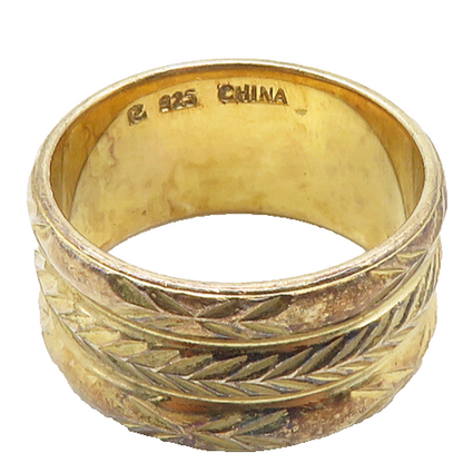 ROSS SIMON 925 Silver  Vintage Etched Arrow Pattern Band Ring Sz 10  RG9895