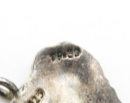 MEXICO 925 Silver  Vintage Dark Tone Love Heart Swirl Border Pendant  PT15455