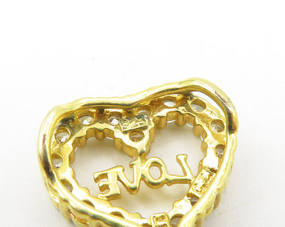 925 Sterling Silver  Petite Topaz Gold Plated Shiny Love Heart Pendant  PT9297