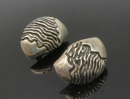 925 Sterling Silver  Vintage Sculpted Detail Non Pierce Drop Earrings  EG7329