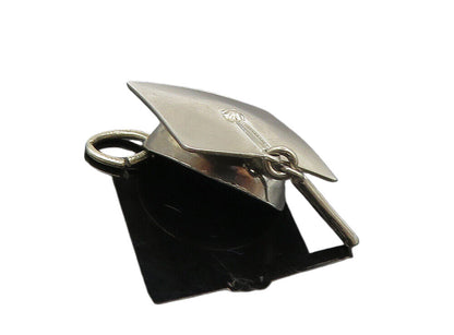 BEAU 925 Sterling Silver  Vintage Dark Tone Graduation Cap Pendant  PT6958