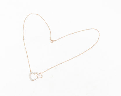 925 Silver  Genuine Diamond Rose Gold Plated Love Heart Chain Necklace  NE2063