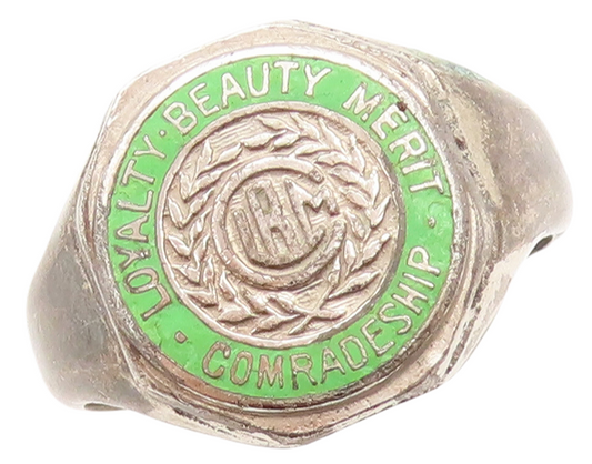 925 Sterling Silver Vintage Ring Enameled LBM Comradeship Etched  Sz 7  RG31551